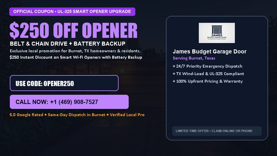James Budget Garage Door $250 OFF Premium LiftMaster Opener Installation